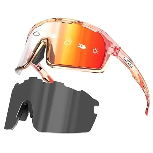 SCVCN Photochromic Cycling Glasses Polarized Men Women Mountain Bike Sunglasses MTB Road Bicycle Riding Clear Sports Glasses 
