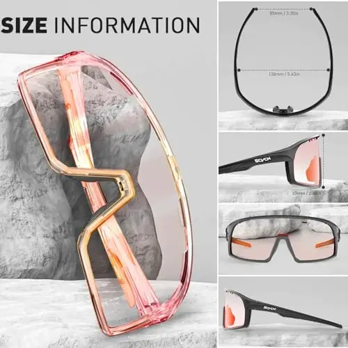 SCVCN Photochromic Cycling Glasses Polarized Men Women Mountain Bike Sunglasses MTB Road Bicycle Riding Clear Sports Glasses - 5