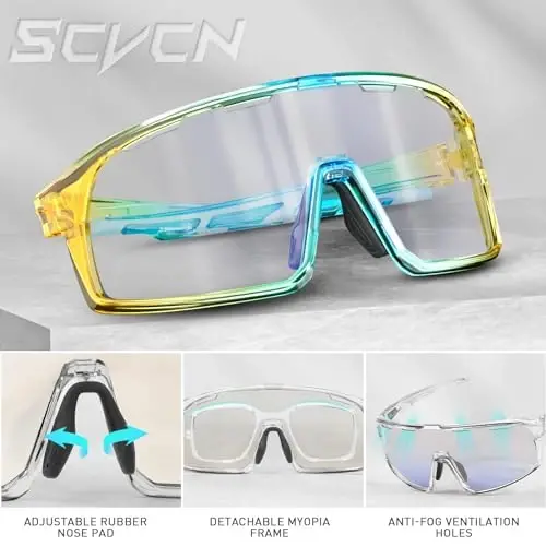 SCVCN Photochromic Cycling Glasses Polarized Men Women Mountain Bike Sunglasses MTB Road Bicycle Riding Clear Sports Glasses - 4