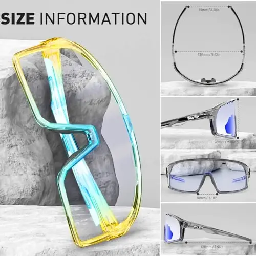 SCVCN Photochromic Cycling Glasses Polarized Men Women Mountain Bike Sunglasses MTB Road Bicycle Riding Clear Sports Glasses - 5