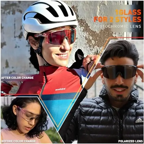 SCVCN Photochromic Cycling Glasses Polarized Men Women Mountain Bike Sunglasses MTB Road Bicycle Riding Clear Sports Glasses - 2