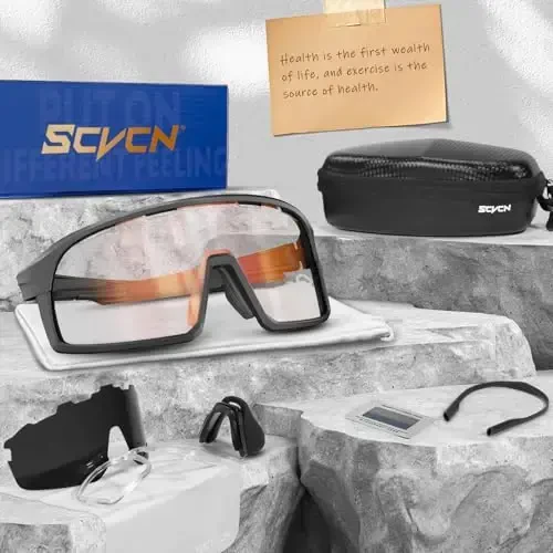 SCVCN Photochromic Cycling Glasses Polarized Men Women Mountain Bike Sunglasses MTB Road Bicycle Riding Clear Sports Glasses - 6