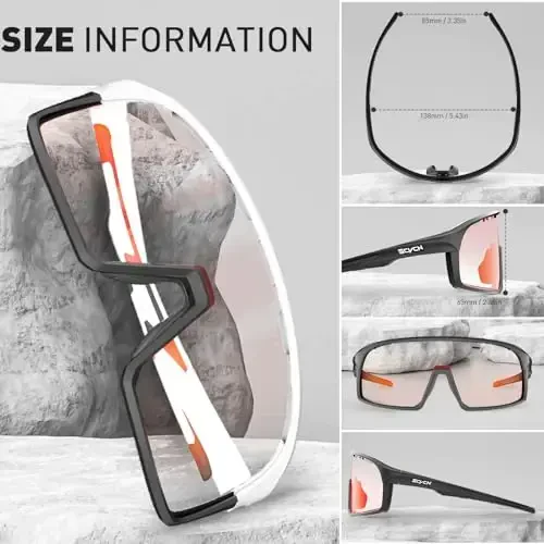 SCVCN Photochromic Cycling Glasses Polarized Men Women Mountain Bike Sunglasses MTB Road Bicycle Riding Clear Sports Glasses - 5