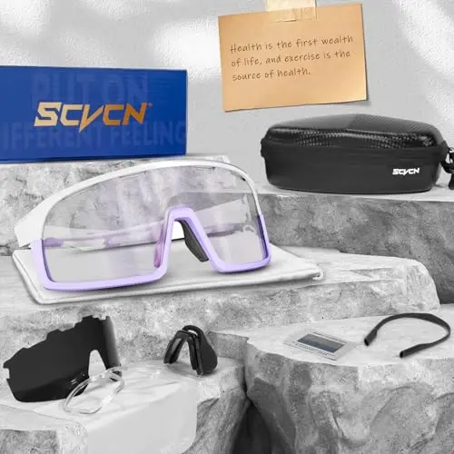 SCVCN Photochromic Cycling Glasses Polarized Men Women Mountain Bike Sunglasses MTB Road Bicycle Riding Clear Sports Glasses - 6