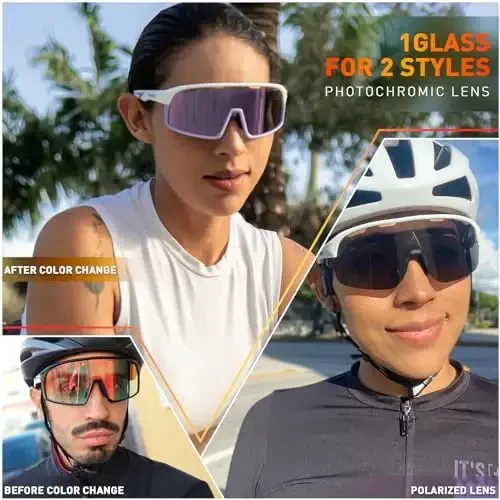 SCVCN Photochromic Cycling Glasses Polarized Men Women Mountain Bike Sunglasses MTB Road Bicycle Riding Clear Sports Glasses - 2
