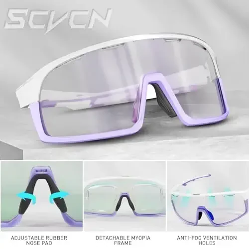 SCVCN Photochromic Cycling Glasses Polarized Men Women Mountain Bike Sunglasses MTB Road Bicycle Riding Clear Sports Glasses - 4