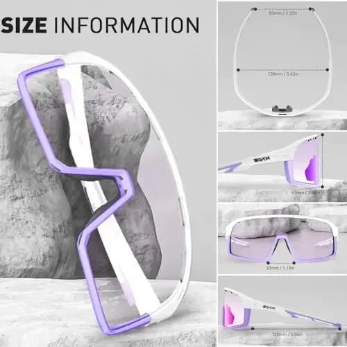 SCVCN Photochromic Cycling Glasses Polarized Men Women Mountain Bike Sunglasses MTB Road Bicycle Riding Clear Sports Glasses - 5