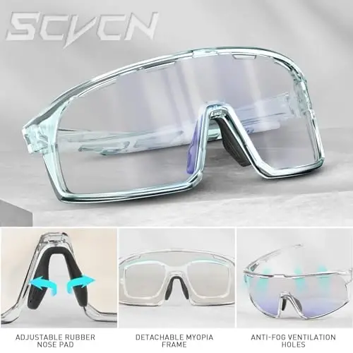 SCVCN Photochromic Cycling Glasses Polarized Men Women Mountain Bike Sunglasses MTB Road Bicycle Riding Clear Sports Glasses - 4
