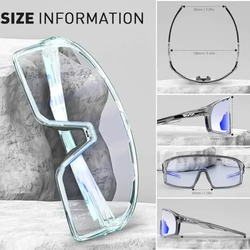 SCVCN Photochromic Cycling Glasses Polarized Men Women Mountain Bike Sunglasses MTB Road Bicycle Riding Clear Sports Glasses - 5