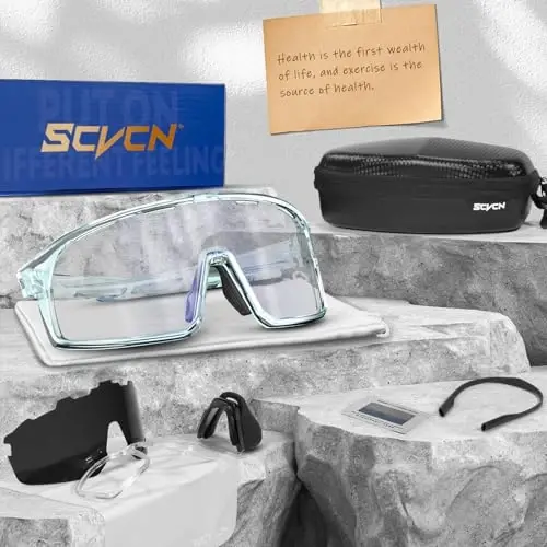 SCVCN Photochromic Cycling Glasses Polarized Men Women Mountain Bike Sunglasses MTB Road Bicycle Riding Clear Sports Glasses - 6