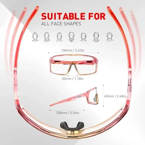SCVCN Photochromic Cycling Glasses Sport Sunglasses Clear Men Women 2 Interchangeable Lenses UV400 Protection MTB S144 - 6