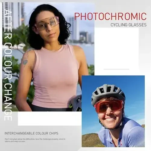 SCVCN Photochromic Cycling Glasses Sport Sunglasses Clear Men Women 2 Interchangeable Lenses UV400 Protection MTB S144 - Modazone (1)