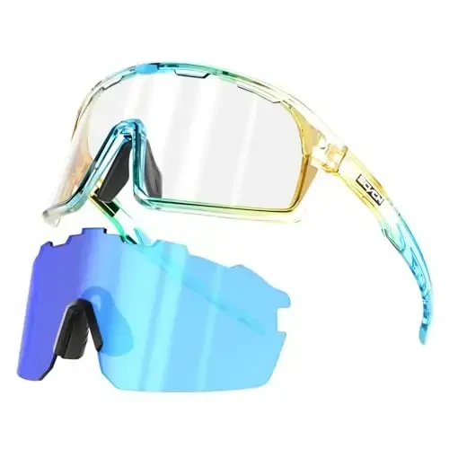 SCVCN Photochromic Cycling Glasses Sport Sunglasses Clear Men Women 2 Interchangeable Lenses UV400 Protection MTB S144 - 1