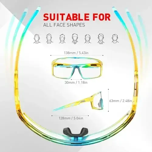 SCVCN Photochromic Cycling Glasses Sport Sunglasses Clear Men Women 2 Interchangeable Lenses UV400 Protection MTB S144 - 6