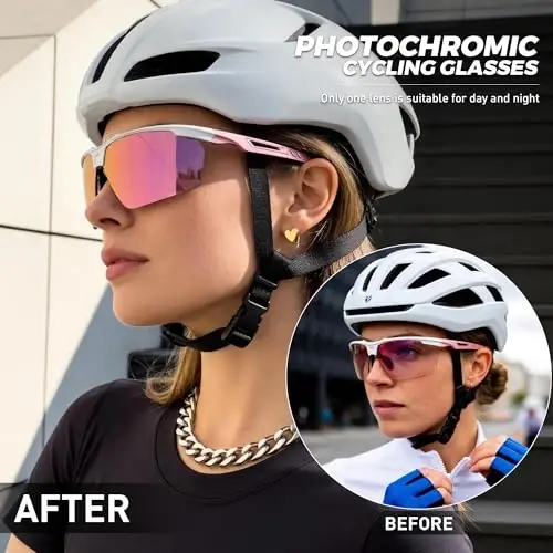 SCVCN Photochromic Sport Sunglasses Cycling Clear Glasses Men Women UV400 Protection MTB BMX Fishing Running S86 - SCVCN