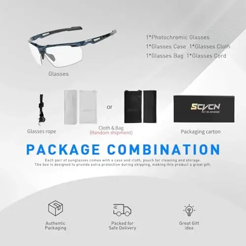 SCVCN Photochromic Sport Sunglasses Cycling Clear Glasses Men Women UV400 Protection MTB BMX Fishing Running S86 - 4