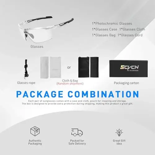 SCVCN Photochromic Sport Sunglasses Cycling Clear Glasses Men Women UV400 Protection MTB BMX Fishing Running S86 - 4