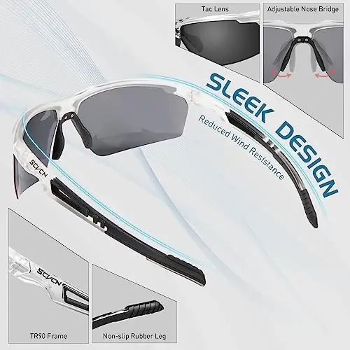 SCVCN Photochromic or Polarized Sport Sunglasses Cycling Clear Glasses Men Women UV400 Protection MTB BMX Fishing Running S86 - 4