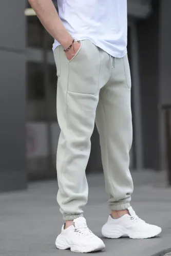 Sea Green Men's Basic Sweatpants with Pocket Detail 6522-Sea Green - 2