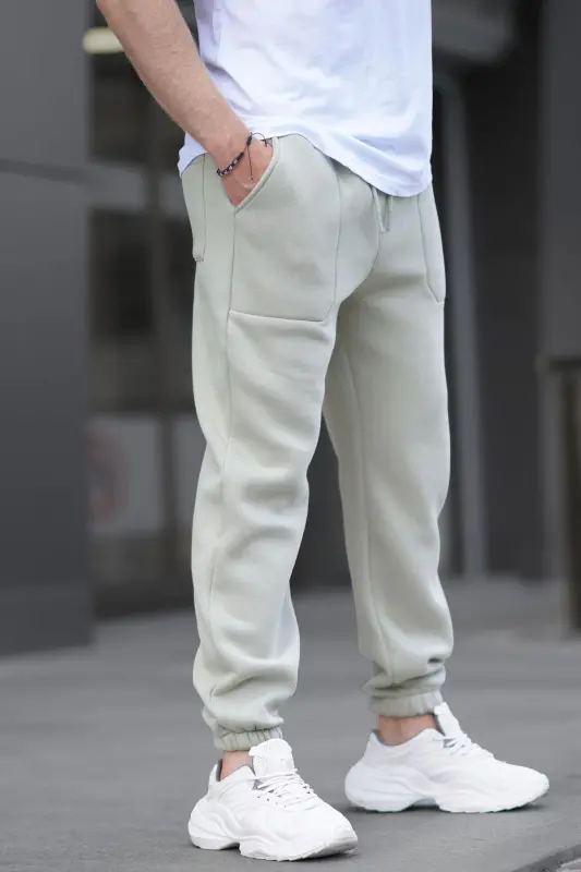 Sea Green Men's Basic Sweatpants with Pocket Detail 6522-Sea Green - 2