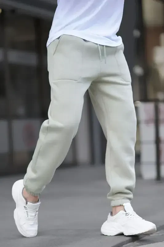 Sea Green Men's Basic Sweatpants with Pocket Detail 6522-Sea Green - 3