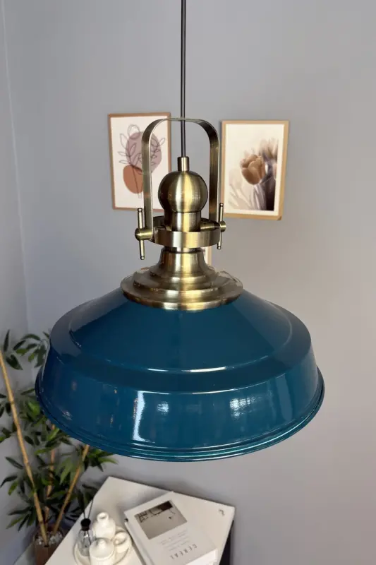 Sea Green Noble Single Chandelier Antique Head Retro Pendant Lamp Restaurant Cafe Living Room Chandeliers - Sea Green - 4