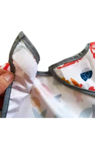 Sea Pattern, 2-4 years, Waterproof, Pocketed, Machine Washable, Long Sleeve Baby Bib - 6