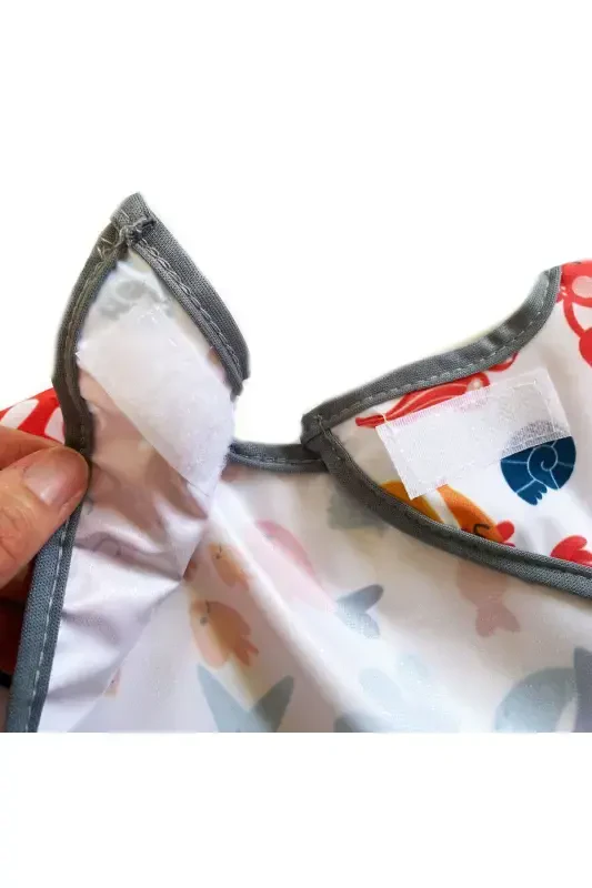 Sea Pattern, 2-4 years, Waterproof, Pocketed, Machine Washable, Long Sleeve Baby Bib - 6