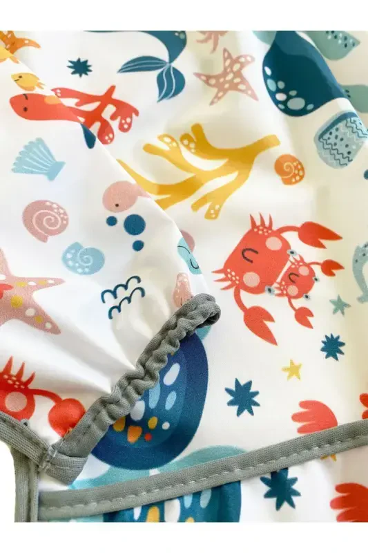 Sea Pattern, 6-24 months, Waterproof, Pocket, Long-Sleeved Baby Bib - 6