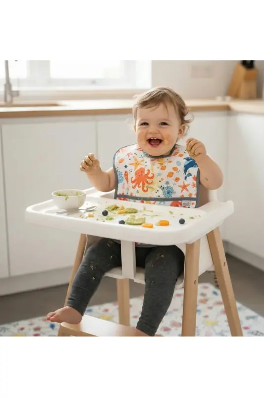 Sea World, 6-24 Months, Bib, Waterproof, Pocketed, Machine Washable, Baby Feeding Bib - YORNI