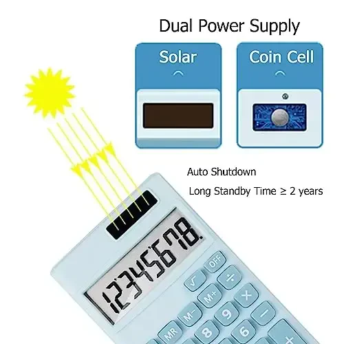 Seaciyan Basic Calculator, Desktop Cute Pocket Size Mini Calculators for School, Office, Home (Light Blue) - 4