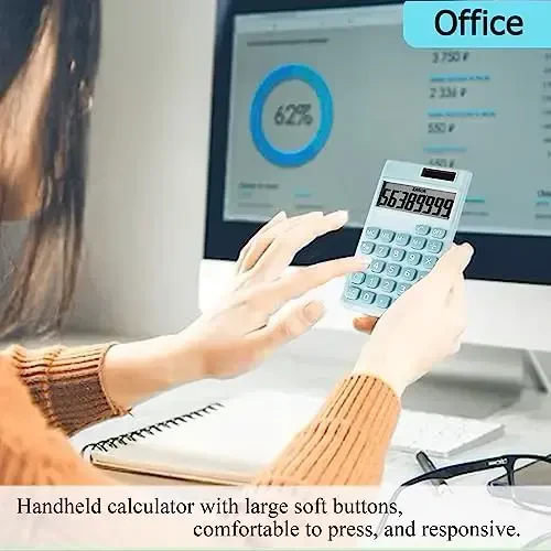 Seaciyan Basic Calculator, Desktop Cute Pocket Size Mini Calculators for School, Office, Home (Light Blue) - 6