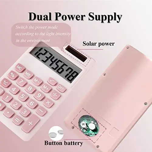 Seaciyan Basic Calculator, Desktop Cute Pocket Size Mini Calculators for School, Office, Home (Pink) - 2