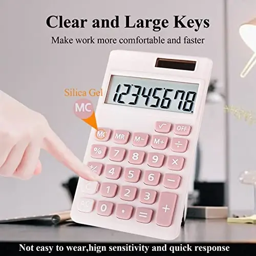Seaciyan Basic Calculator, Desktop Cute Pocket Size Mini Calculators for School, Office, Home (Pink) - 3