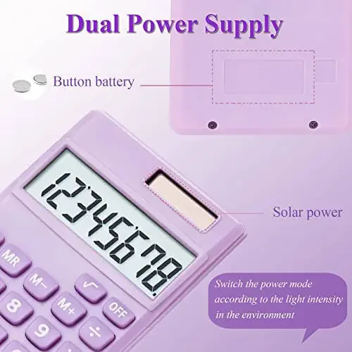 Seaciyan Basic Calculator, Desktop Cute Pocket Size Mini Calculators for School, Office, Home (Purple) - 2