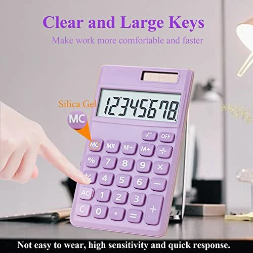 Seaciyan Basic Calculator, Desktop Cute Pocket Size Mini Calculators for School, Office, Home (Purple) - 3