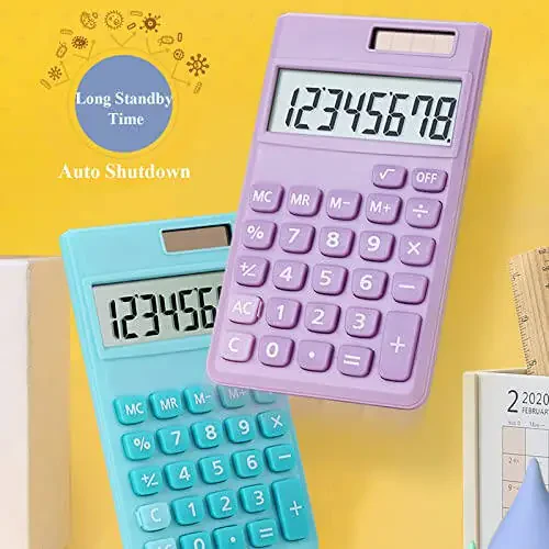 Seaciyan Basic Calculator, Desktop Cute Pocket Size Mini Calculators for School, Office, Home (Purple) - 4