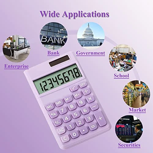Seaciyan Basic Calculator, Desktop Cute Pocket Size Mini Calculators for School, Office, Home (Purple) - 5