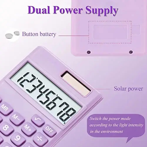 Seaciyan Basic Calculator, Desktop Cute Pocket Size Mini Calculators for School, Office, Home (Purple) - 2