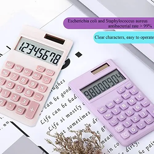 Seaciyan Temel Hesap Makinesi, Okul, Ofis, Ev için Masaüstü Şirin Cep Boy Mini Hesap Makineleri (Pembe) 