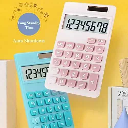 Seaciyan Basic Calculator, Desktop Cute Pocket Size Mini Calculators for School, Office, Home (Pink) - 5