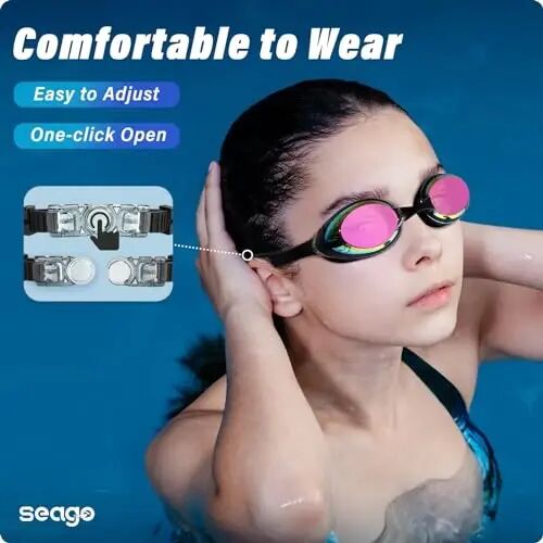 Seago 2 Pack Swimming Goggles Anti-fog Anti-UV Mirrored Swim Goggles Adult Women Men - 2
