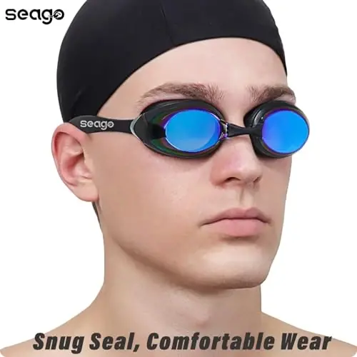 Seago 2 Pack Swimming Goggles Anti-fog Anti-UV Silicone Swim Goggles Adult Women Men - SEAGO (1)