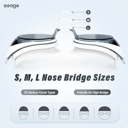 Seago 2 Pack Swimming Goggles Anti-fog Anti-UV Silicone Swim Goggles Adult Women Men - 4