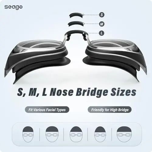 Seago 2 Pack Swimming Goggles Anti-fog Anti-UV Silicone Swim Goggles Adult Women Men - 4