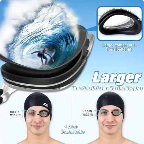 Seago 2 Pack Swimming Goggles Anti-fog Anti-UV Silicone Swim Goggles Adult Women Men - 5