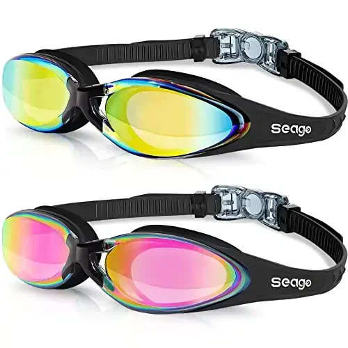 Seago 2 pack Swim Goggles for Men Women Anti Fog No Leaking Adult Water Pool Goggles 