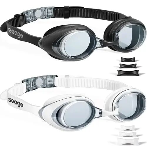 Seago 2 Pack Swimming Goggles Anti-fog Anti-UV Silicone Swim Goggles Adult Women Men 
