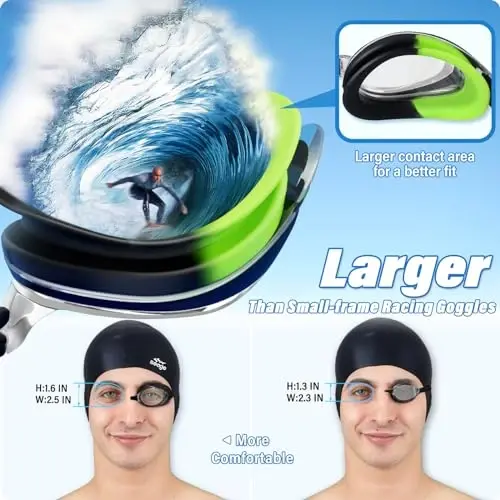 Seago 2'li Paket Yüzücü Gözlüğü Buğu Önleyici Anti-UV Silikon Yetişkin Kadın Erkek Yüzücü Gözlüğü - 5