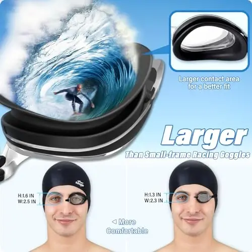 Seago 2'li Paket Yüzücü Gözlüğü Buğu Önleyici Anti-UV Silikon Yüzücü Gözlüğü Yetişkin Kadın Erkek - 5